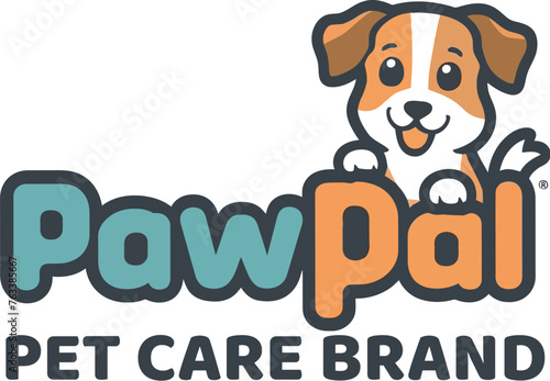 Modern mascot logo of friendly cartoon dog for a pet care brand named 'PawPal'.AI generative.