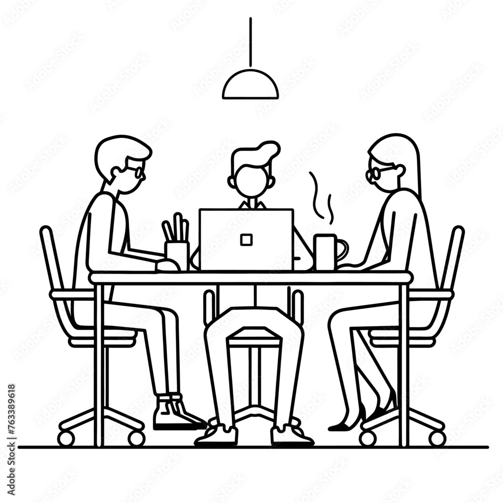 Outline illustration for Positive Workplace culture for company employees teamwork Outline illustration for Positive Workplace culture for company employees teamwork
