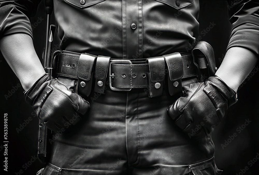 Close-up of police officer's duty belt Close-up of police officer's duty belt