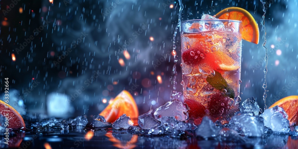 A popular cocktail drink with ice - obrazy, fototapety, plakaty 
