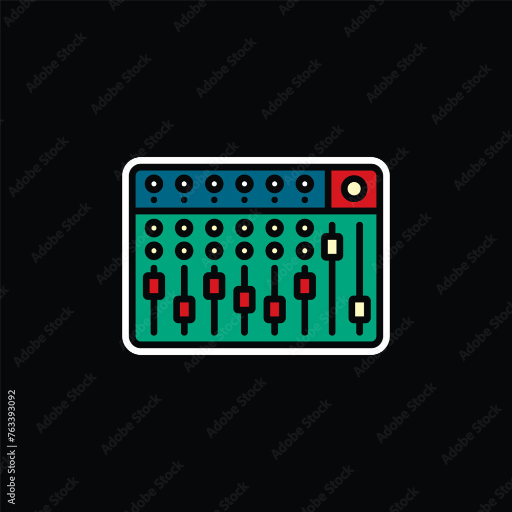 Original vector illustration. The contour icon of the music mixing console. A design element. Original vector illustration. The contour icon of the music mixing console. A design element.