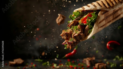 Grilled beef turkish or chicken arabic shawarma