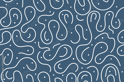 Simple childish scribble funky design. Twisted lines, fluid, curved, wiggling stripes, waves, geometric, brush, marker drawn bold doodle lines seamless pattern. Abstract modern ornament background.