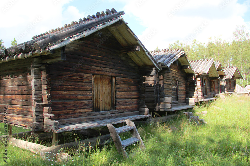 Old village with wooden houses in Sweden. Abandoned village Old village with wooden houses in Sweden. Abandoned village
