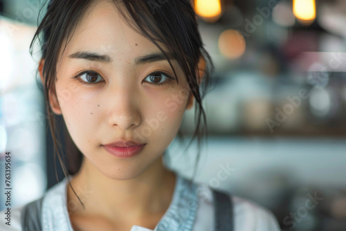 A beautiful young Japanese woman as she works diligently across different fields © Venka
