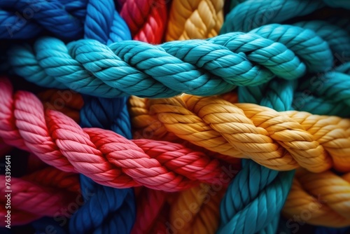 Colorful Interwoven Ropes Symbolizing Diversity and Unity