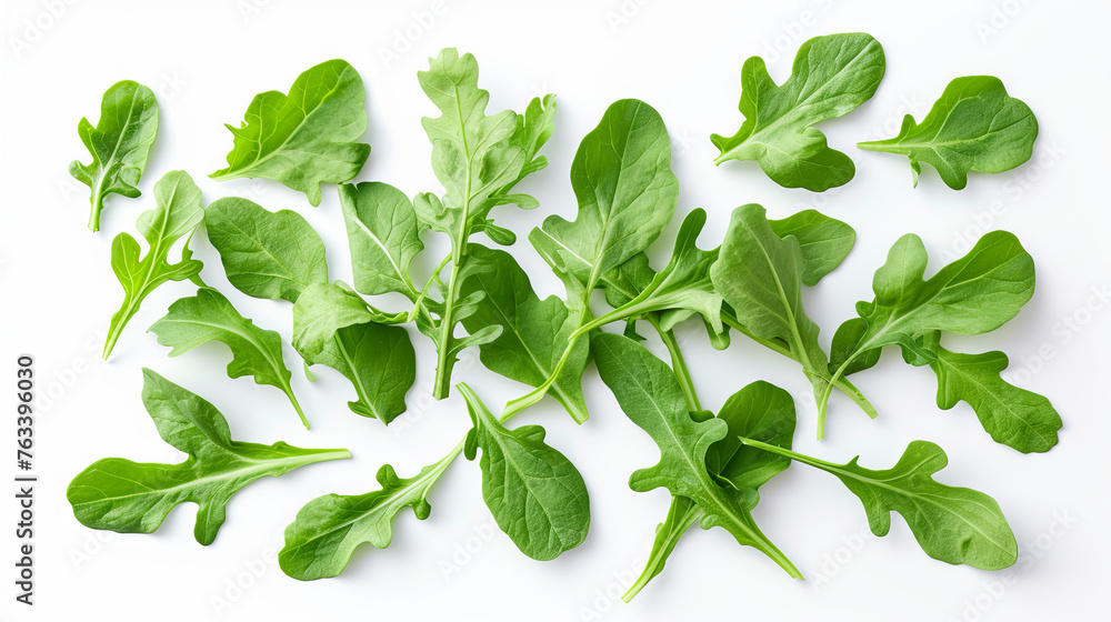Green fresh rucola leaf isolated on the white background Green fresh rucola leaf isolated on the white background