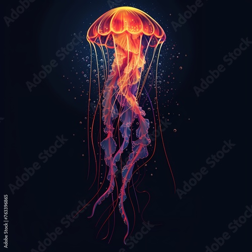 A captivating, HD-captured vector representation of a jellyfish, fusing simplicity and intricate details in logo design.