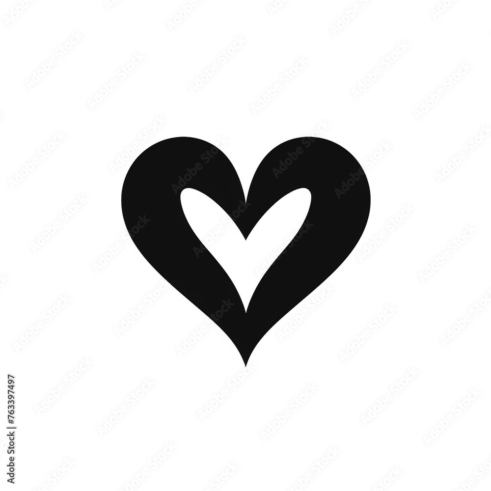 heart in the style of minimalist black line icon on a white background, clean and rounded edges сreated with Generative Ai