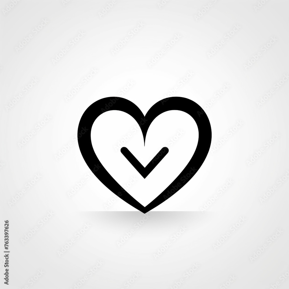 heart in the style of minimalist black line icon on a white background, clean and rounded edges сreated with Generative Ai