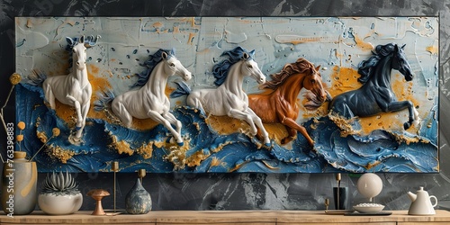 7 horses wall frame photo