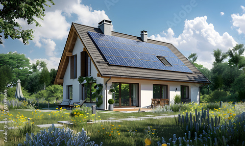 Photovoltaic installed on the roof of a house