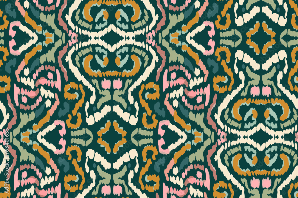 Geometric ethnic Ikat ornament pattern. Embroidery with retro style. Geometric ethnic Ikat ornament pattern. Embroidery with retro style.