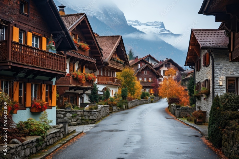 A road through a charming European village