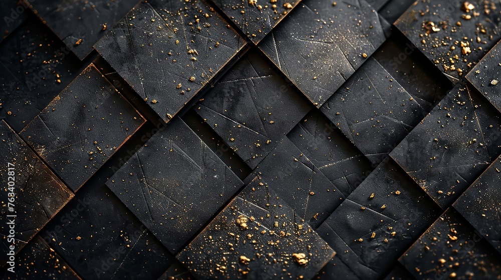 Chic geometric design showcasing dark hues splashed with luxurious gold accents