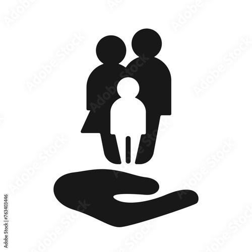 Life insurance silhouette icon, vector cut silhouette for social media.