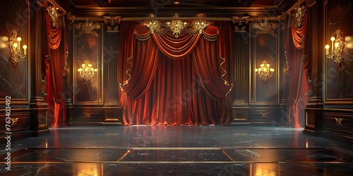 golden curtain stage with frames,