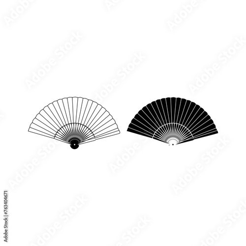 A simple hand holding a small fan, with wavy lines indicating airflow. 