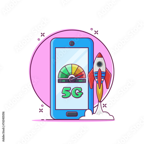 5G network on phone concept cartoon vector illustration. 5th generation of internet on smartphone