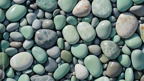 texture pattern background sea wet large pebbles of the same size with olive and gray tint 