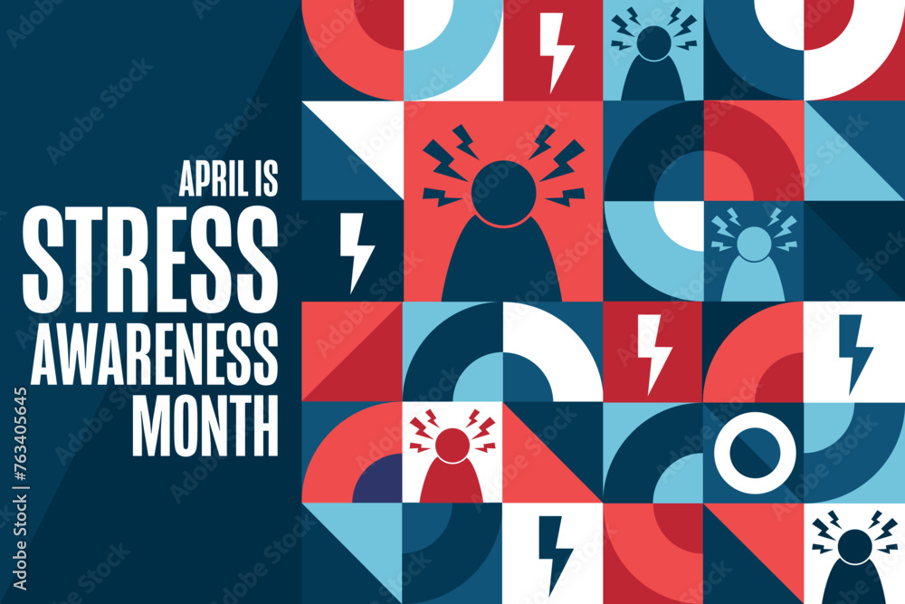 April is Stress Awareness Month. Holiday concept. Template for background, banner, card, poster with text inscription. Vector EPS10 illustration.