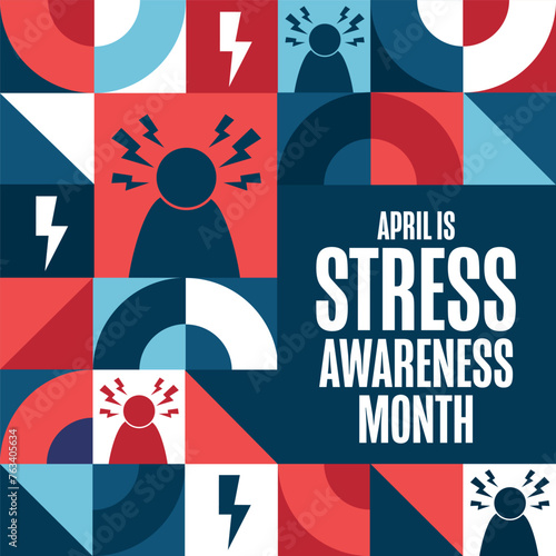 April is Stress Awareness Month. Holiday concept. Template for background, banner, card, poster with text inscription. Vector EPS10 illustration.