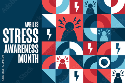 Obraz na płótnie April is Stress Awareness Month. Holiday concept. Template for background, banner, card, poster with text inscription. Vector EPS10 illustration. w salonie