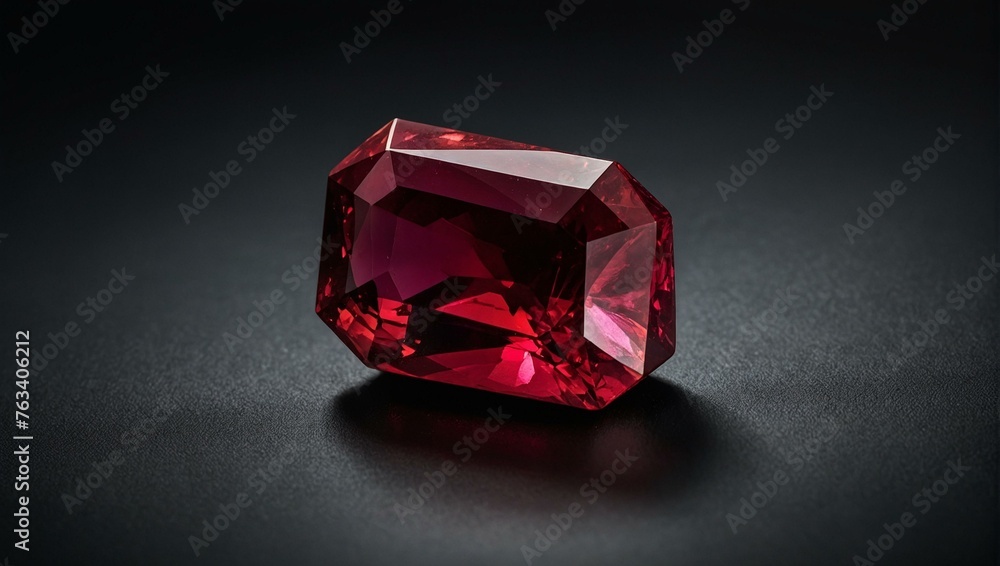 A solo deep red gemstone presents a striking contrast on a simplistic black background, symbolizing desire A solo deep red gemstone presents a striking contrast on a simplistic black background, symbolizing desire