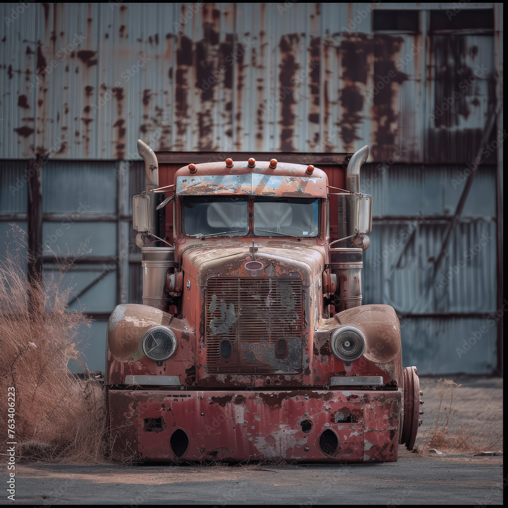 vintage tractor and truck in rural country farm setting, Oregon, Washington