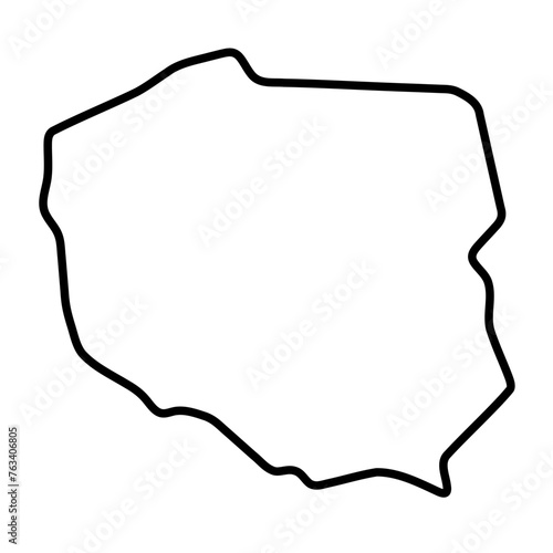 Poland country simplified map. Thick black outline contour. Simple vector icon