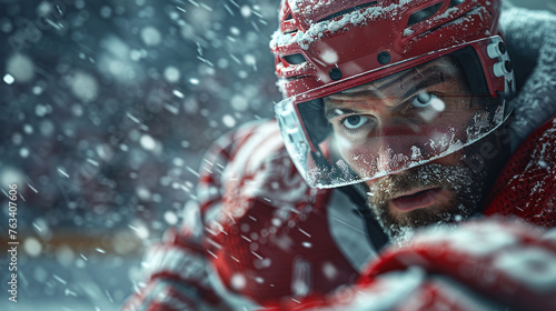 Portrait of hockey player. © andranik123