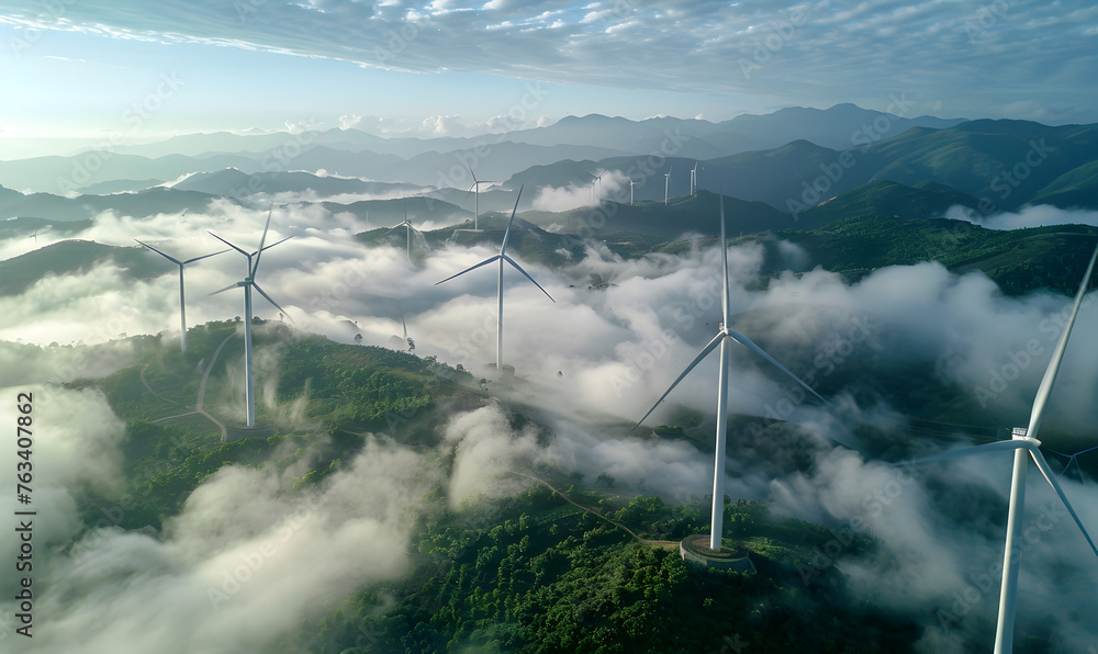 Fototapeta premium Wind turbines, wind power, new energy sources