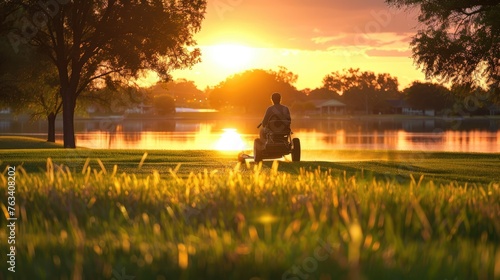 Lawn mower, sunset weekend activities 