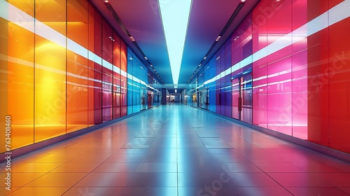 Retail echoes reverberating through corridors illuminated by vibrant light