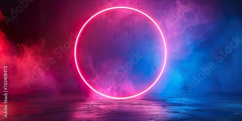 Neon Ring Pink Blue  Abstract background