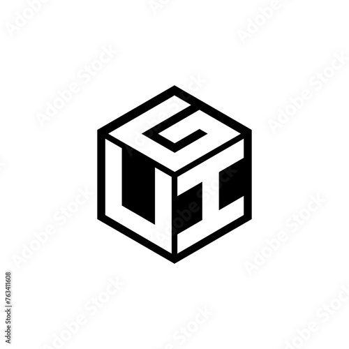 UIG letter logo design with white background in illustrator, cube logo, vector logo, modern alphabet font overlap style. calligraphy designs for logo, Poster, Invitation, etc. photo