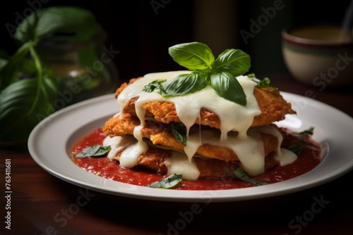 Images highlighting the texture and depth of flavors in chicken parmigiana