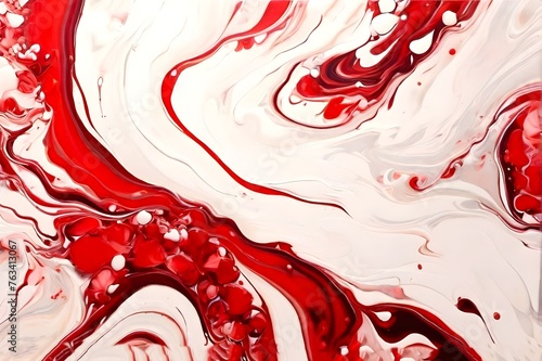 Abstracted and white ink fluid paint design for background
