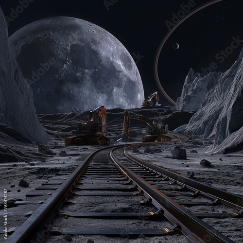 Illustration for the lunar railroad project