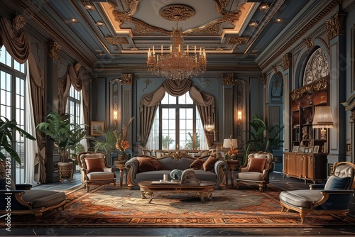 a luxury living room, fictional interior created with © interior