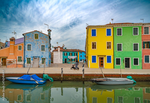 Burano island and its colorful houses, Venice, Italy.