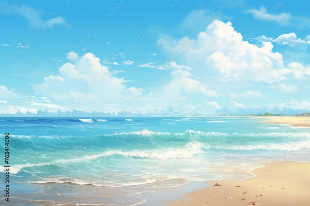 Tranquil beach scene with gentle waves making for a serene  background