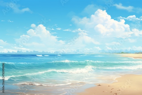 Tranquil beach scene with gentle waves making for a serene background