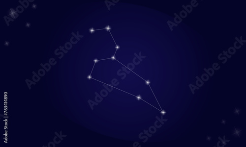 Constellation Leo. On a blue background, the constellation Leo with shining stars. Vector illustration EPS10.