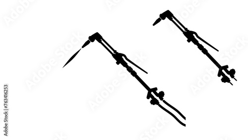 Oxy acetylene cutting torch , black isolated silhouette
