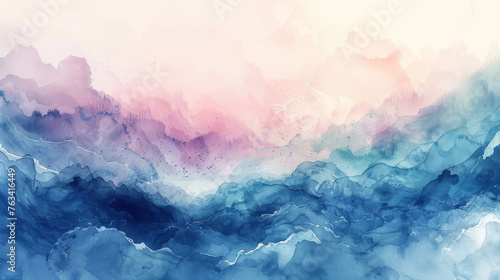 Soothing watercolor textures wash over abstract backgrounds, serene calm and tranquility concept photo