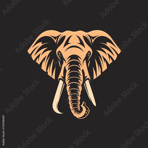 A sleek and modern flat illustration of a majestic elephant in a vector logo, conveying strength and grace in simplicity.