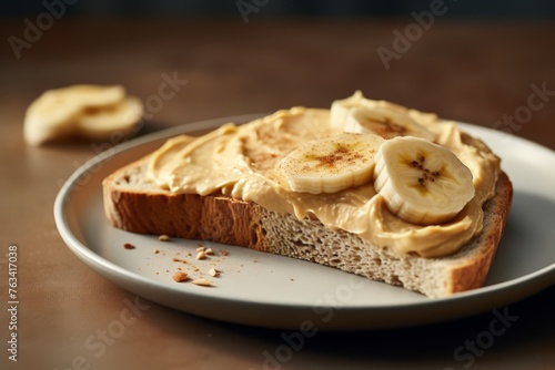 Cashew butter spread on a slice of fresh banana