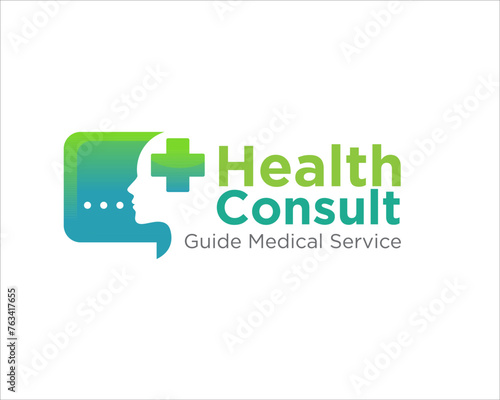 health consult logo for medical service online and talk or massage