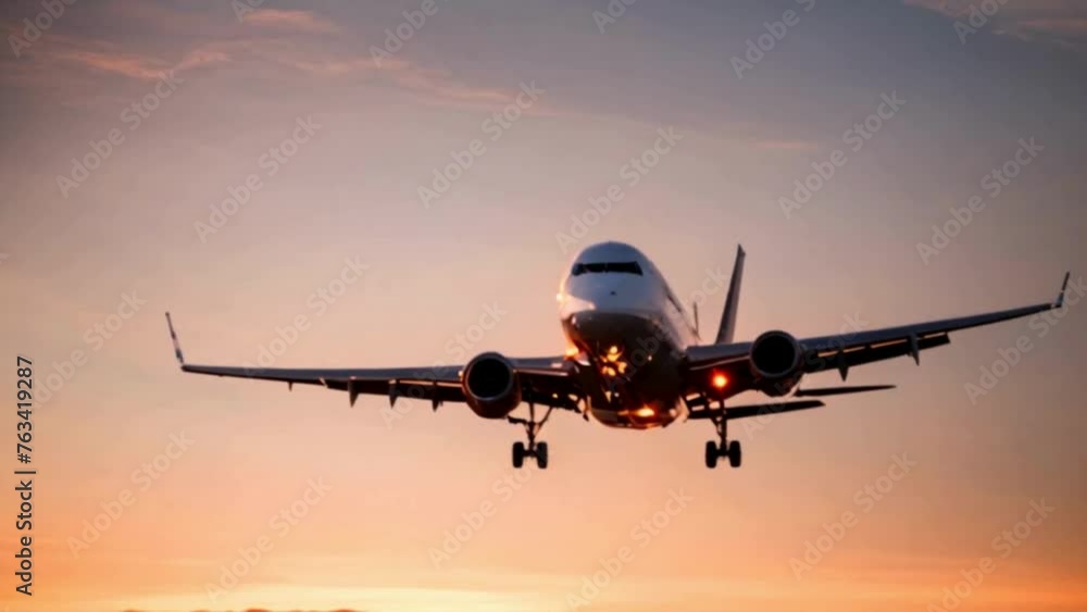 airplane lands gracefully on a sun-kissed runway airplane lands gracefully on a sun-kissed runway